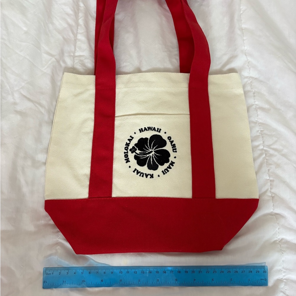Hawaii mini Canvas Tote Bag Trader Joe’s inspired  - Red and Cream